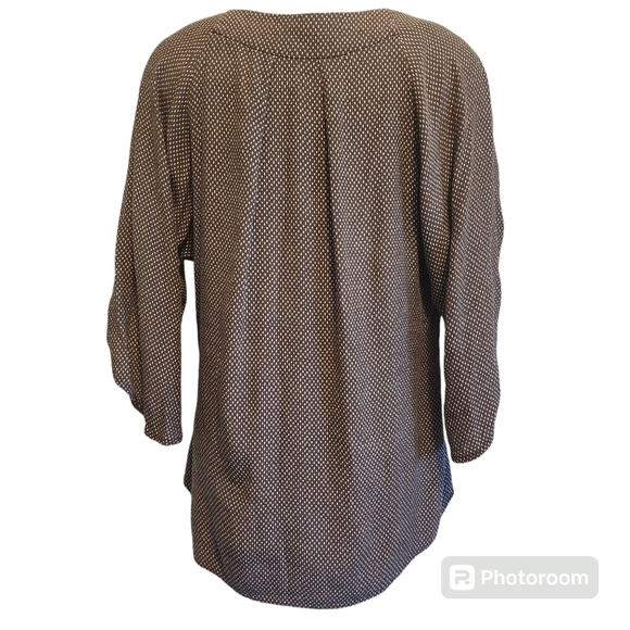 MAEVE ANTHROPOLOGIE 3/4 SLEEVE BRAXTON BROWN POLKA DOT BLOUSE SIZE MEDIUM - Picture 2 of 10